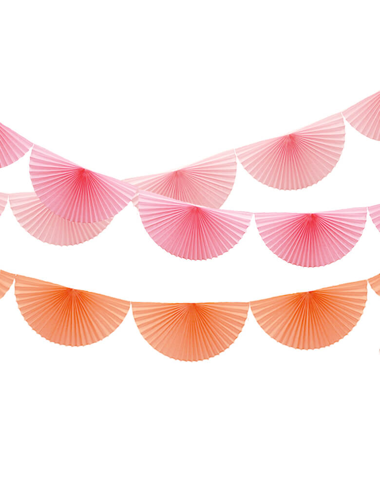 Devra Made in USA Pink, Peach and Rose Bunting Fan Garland Set, 7 ft long each