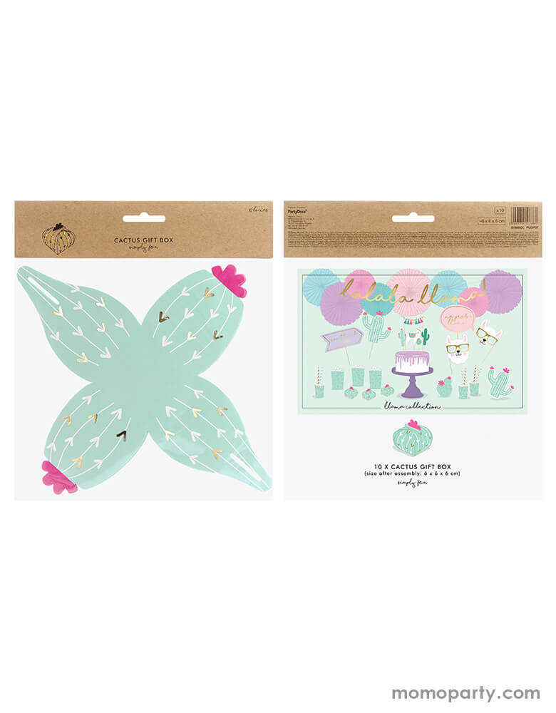 Party Deco Cactus Favor Boxes package with Simple assembly needed