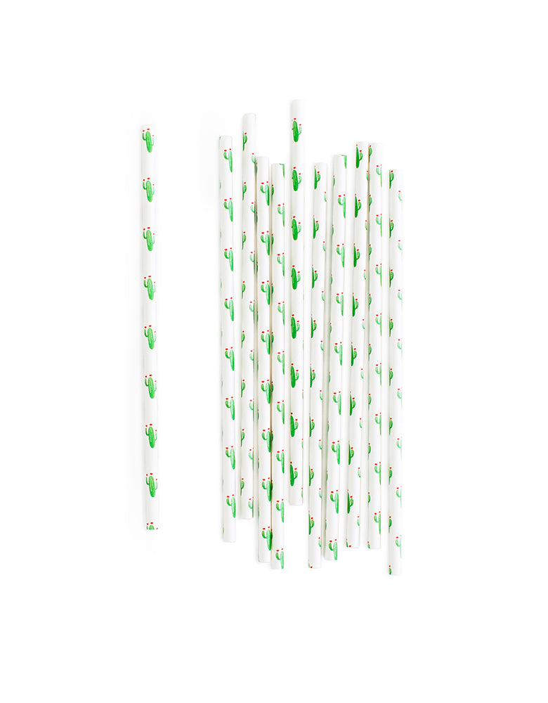 Eco Friendly Paper Party Straws with Cactus print for Fiesta party or Cinco de Mayo Celebrations