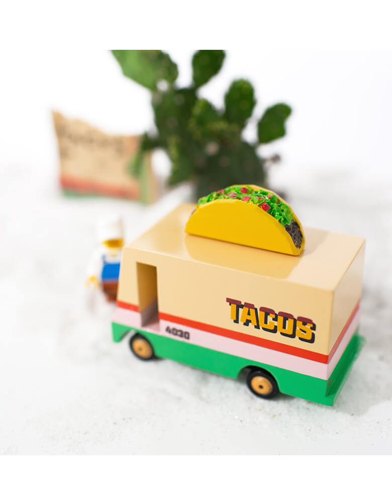 Candylab Wooden Toy - Candyvans Taco Van, Designed by Candylab Toys, it was built with solid beech wood, water-based paint and clear urethane coat