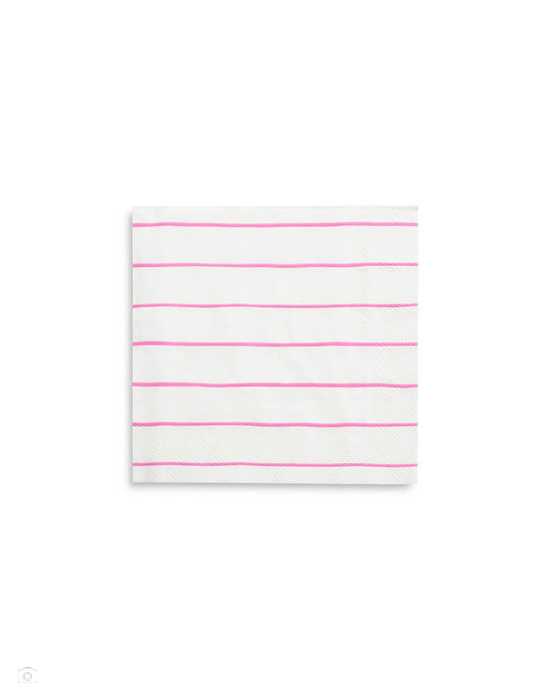 Momo Party's Cerise frenchie striped Napkins by by Jollity & Co Party Boutique - Daydream society frenchie-stripes-collection