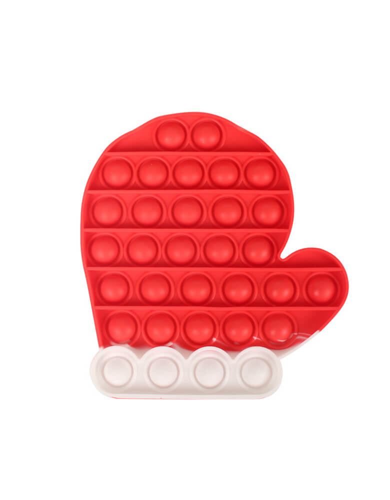Christmas Mitten Pop-it Fidget Toy. Fidget and Sensory Game - a cute Christmas Mitten in red design. Addictive, sensory fun that keeps the little ones busy popping while learning fine motor skills. Just pop it! Your little one will love this mitten fidget toy. It makes a great stocking stuffer for a holiday gift and Christmas gift 