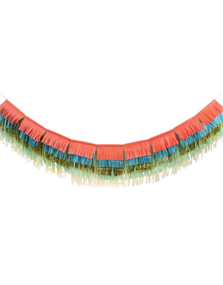 Meri Meri 10 ft Colorful Fringe Large Garland with 9 tissue fringe pennants in 5 layers