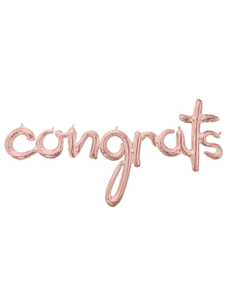 Anagram Balloons - 39158 Script Congrats Rose Gold. Celebrate with this gorgeous 56 inch congrats rose gold script mylar balloon set