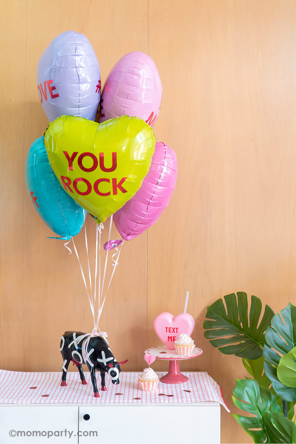 Conversation Candy Hearts Foil Balloon Bouquet