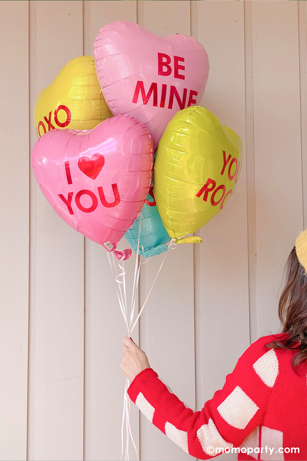 Conversation Candy Hearts Foil Balloon Bouquet