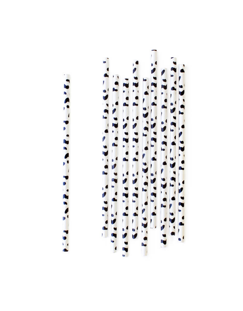 eco-friendly, animal, Black and white Cow print Party paper straws  