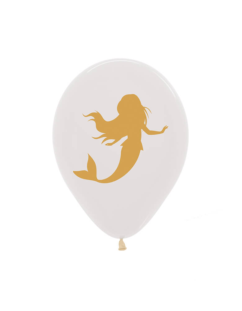 Betallic Balloons - Crystal Clear Mermaid Silhouette Latex Balloon. Add these 11 inches whimsical mermaid latex balloons with gold mermaid print on it to your under the sea themed celebration! 