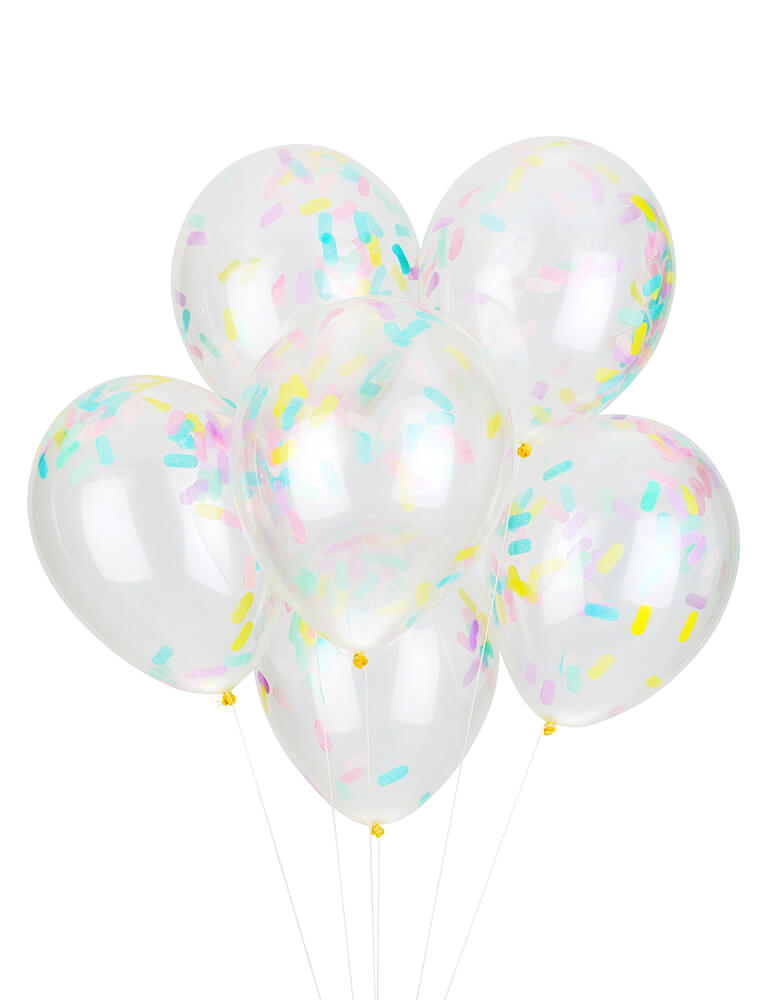 Studio Pep - Cupcake Sprinkles Confetti Balloons. pack of 6, 11-inch latex balloons with with adorable cupcake sprinkles confetti in a perfect color combo. Add this fun balloon bunch to your sweets themed or ice cream party!  