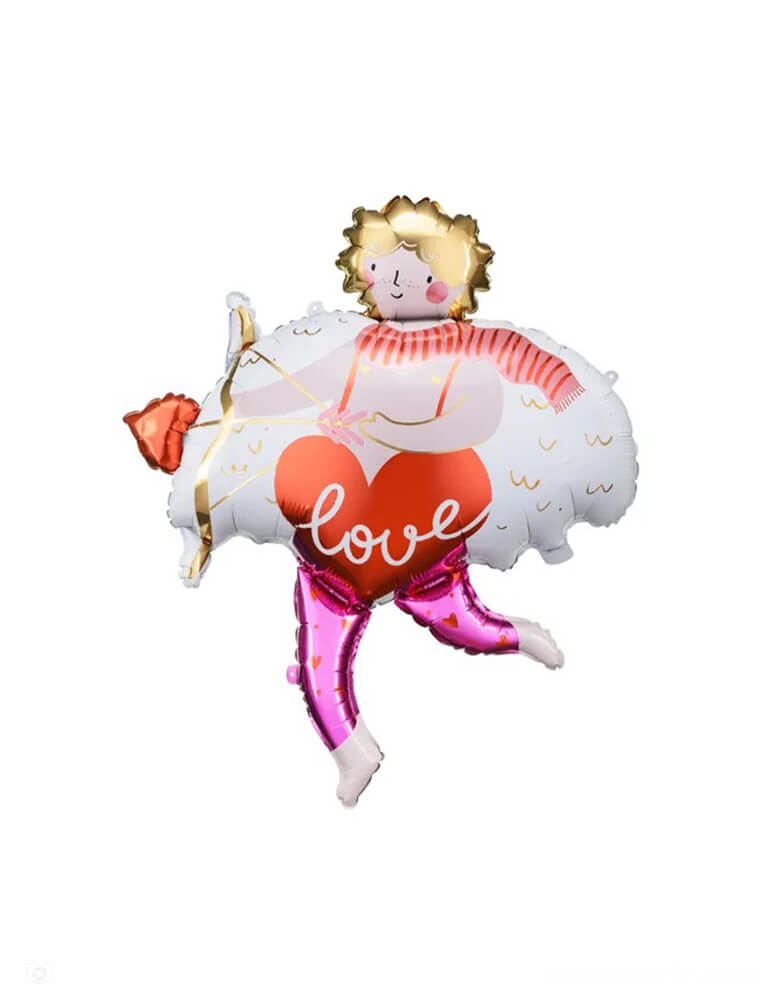 Momo Party's 32 x 34" Cupid shaped foil balloon by Party Deco. With an adorable illustration, this Cupid foil balloon sets a great scene for your Valentine's Day celebration.