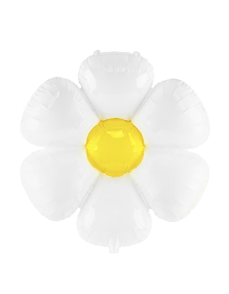 Party Deco Daisy Foil Mylar Balloon with Daisy petal shapes. Accent your spring or tea party themed celebration with this adorable daisy foil mylar balloon