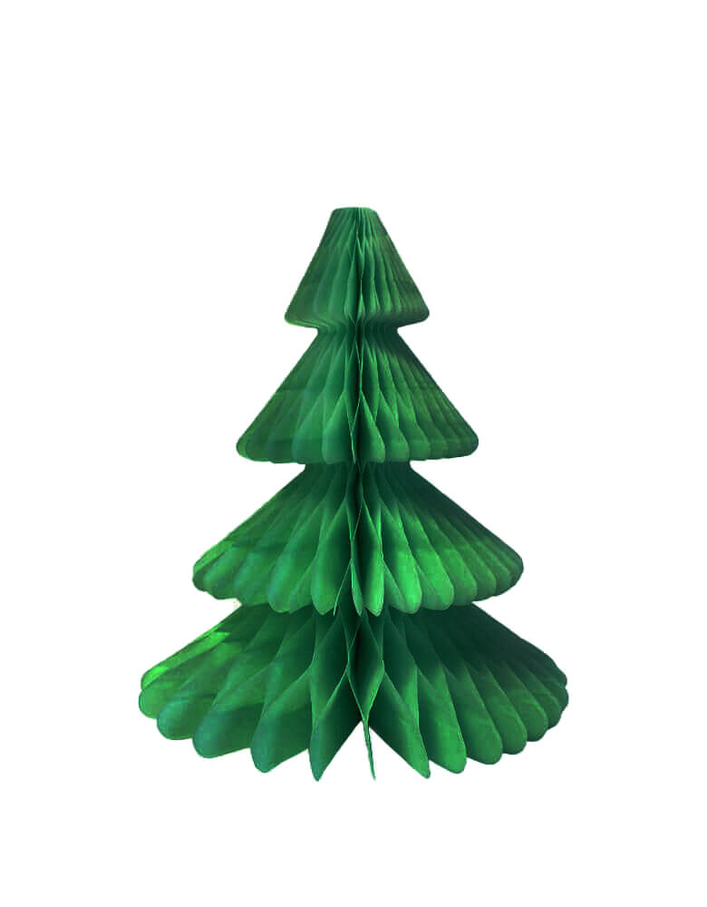 Devra Party Honeycomb Paper Christmas Tree decoration in Dark green color, 12 inch, Made in the USA with high quality tissue paper. This tissue paper tree will look so adorable for either your Holiday decoration at home or your Christmas event, use it as room decor, table centerpiece, or put them on top of the mantel. Delight your cozy pastel holiday with modern unique designed paper tree. Sold by Momo party store provided modern party supplies, boutique party supplies, chic holiday party supplies