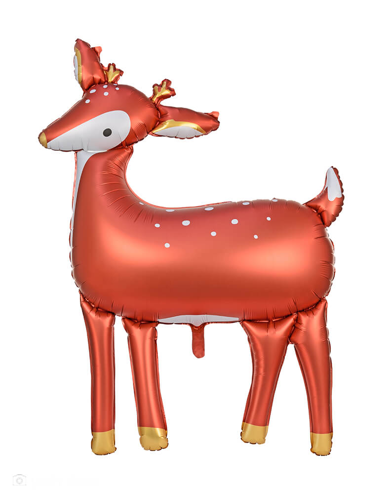 Party Deco - Deer Foil Mylar Balloon. This 40 inches large gorgeous deer shaped foil balloon is perfect for your woodland themed party or Christmas celebration.