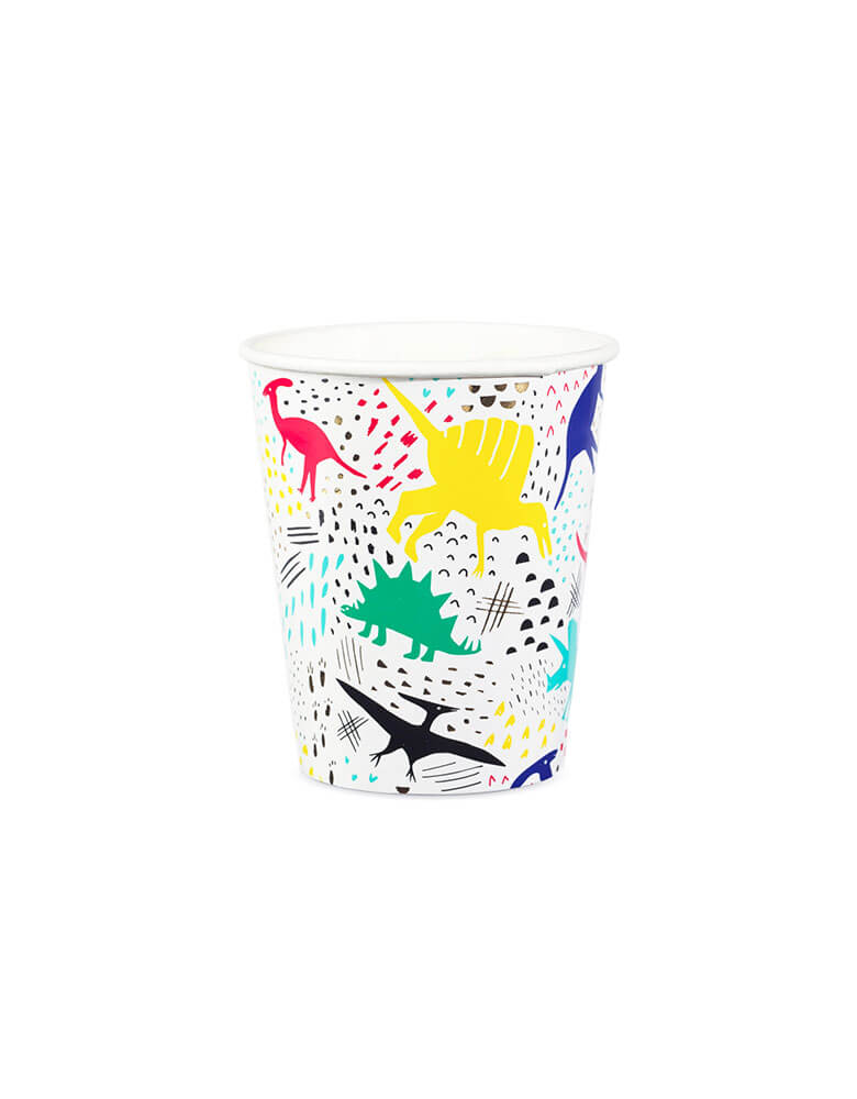colorful dinosaur paper cups