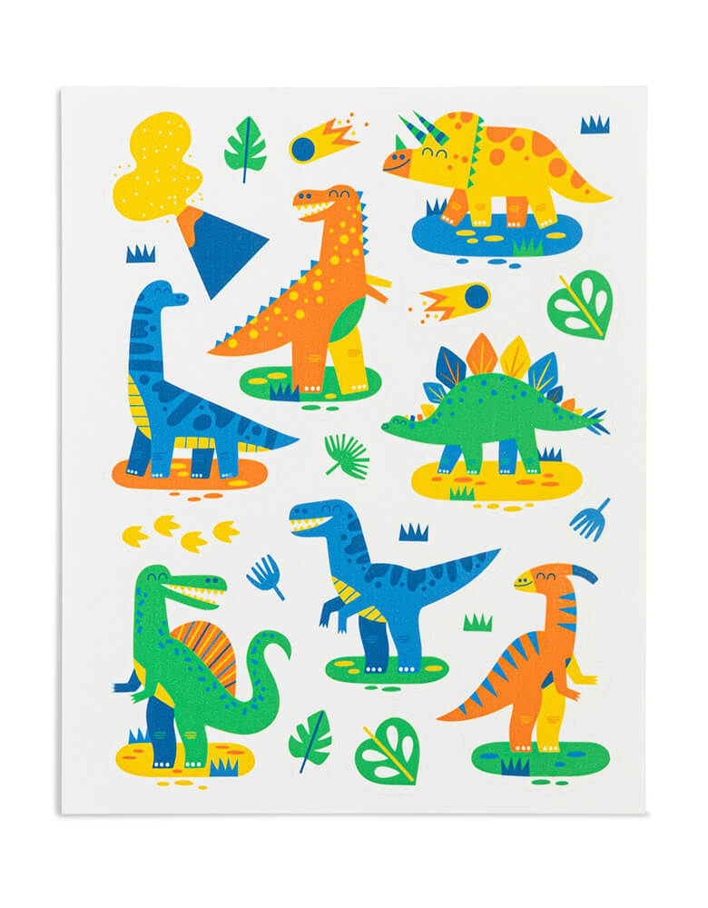 Make bake - Dinosaur Edible Decorating Stickers. 100% edible, vanilla-flavored, melt-in-your-mouth sugar "paper" FDA approved food colors Each sheet has 12 edible stickers Stickers are approx. 1"- 2" in height Food allergy-friendly. great for unique dinosaur birthday party favors or decorate your own cookie activities.