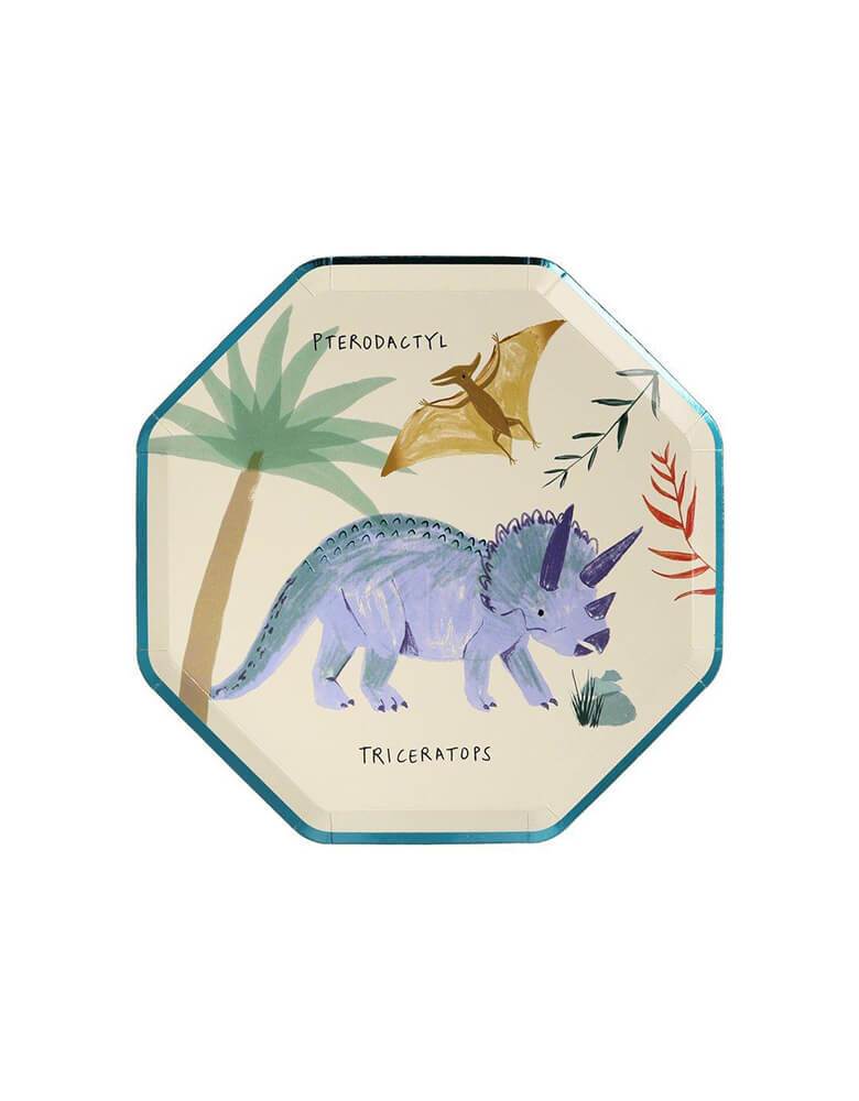 Meri Meri Dinosaur Kingdom Side Plate with Triceratops design