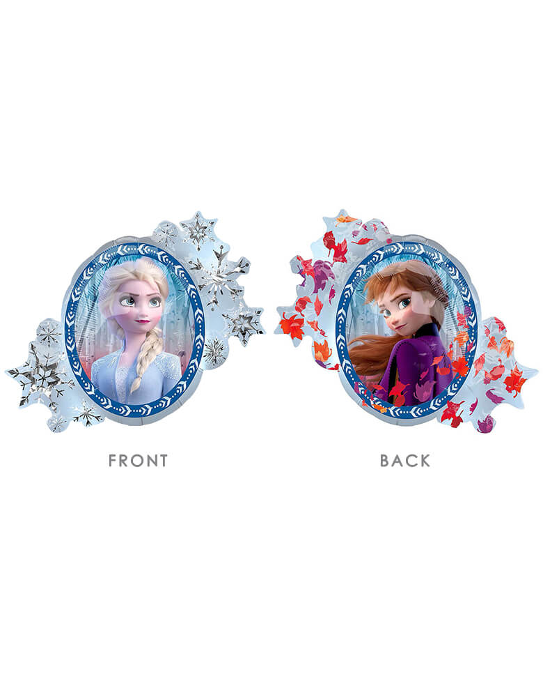 30" Anagram Disney Frozen 2 Elsa Anna Two Sides Foil Mylar Balloon with snowflakes around Elsa