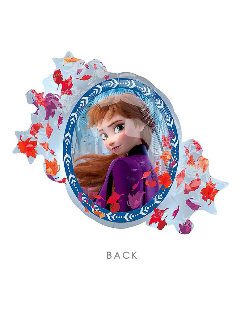 30" Anagram Disney Frozen 2 Elsa Anna Two Sided Foil Mylar Balloon with leaves around Anna