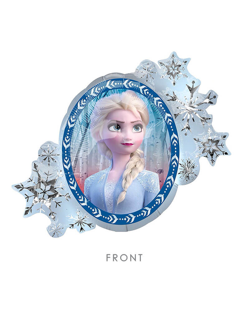 30" Anagram Disney Frozen 2 Elsa Anna Two Sides Foil Mylar Balloon with snowflakes around Elsa