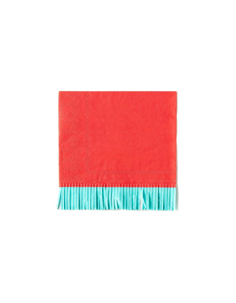 My Mind Eye Hip Hip Hooray Fringe Small Napkins in red and mint colors