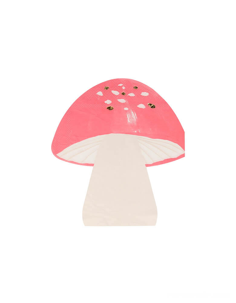 Meri Meri Fairy Toadstool Napkins. Set of 16. Featuring the shape of a magical toadstool with foil details. dd style to your fairy or woodland themed party with these fabulous napkins