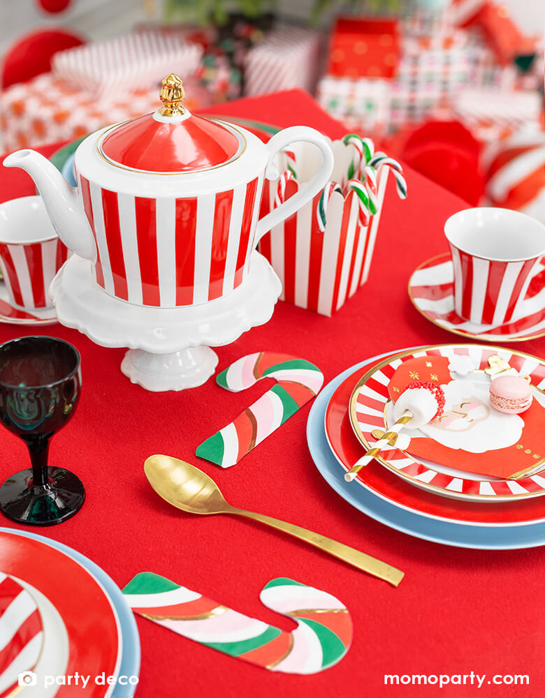 Christmas Red & White Candy Cane Print Party Straws