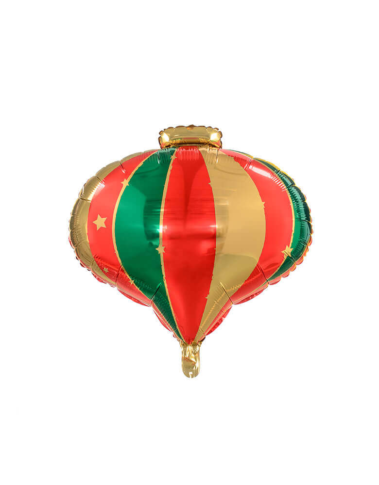 Party Deco - Festive Christmas Ornament Foil Balloon. Accent your Christmas themed party with this 20 inches festive Christmas decoration foil balloon in classic teardrop shape ornament with green, red and gold color.