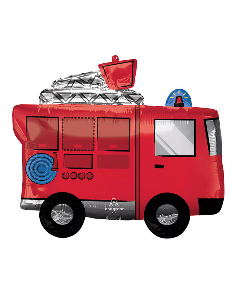 Anagram Balloons - 42802 Fire Truck SuperShape™ XL® P35 Foil Balloon. Add this Fire Truck Foil Balloon to a car themed birthday party, birthday party for fire truck lover, father's day or Firefighter Birthday Party