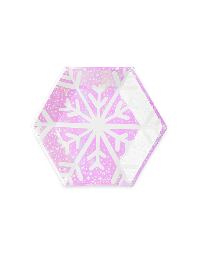 Daydream Society_Frosted Plates with snowflake design in iridescent lilac color_Set of 8