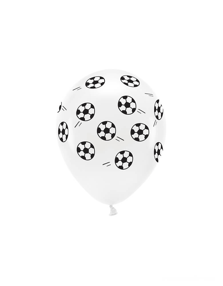 Decorate your soccer themed party with this Party deco 11" fun ball balloon mix with soccer ball patterns in the classic black and white colors. 
