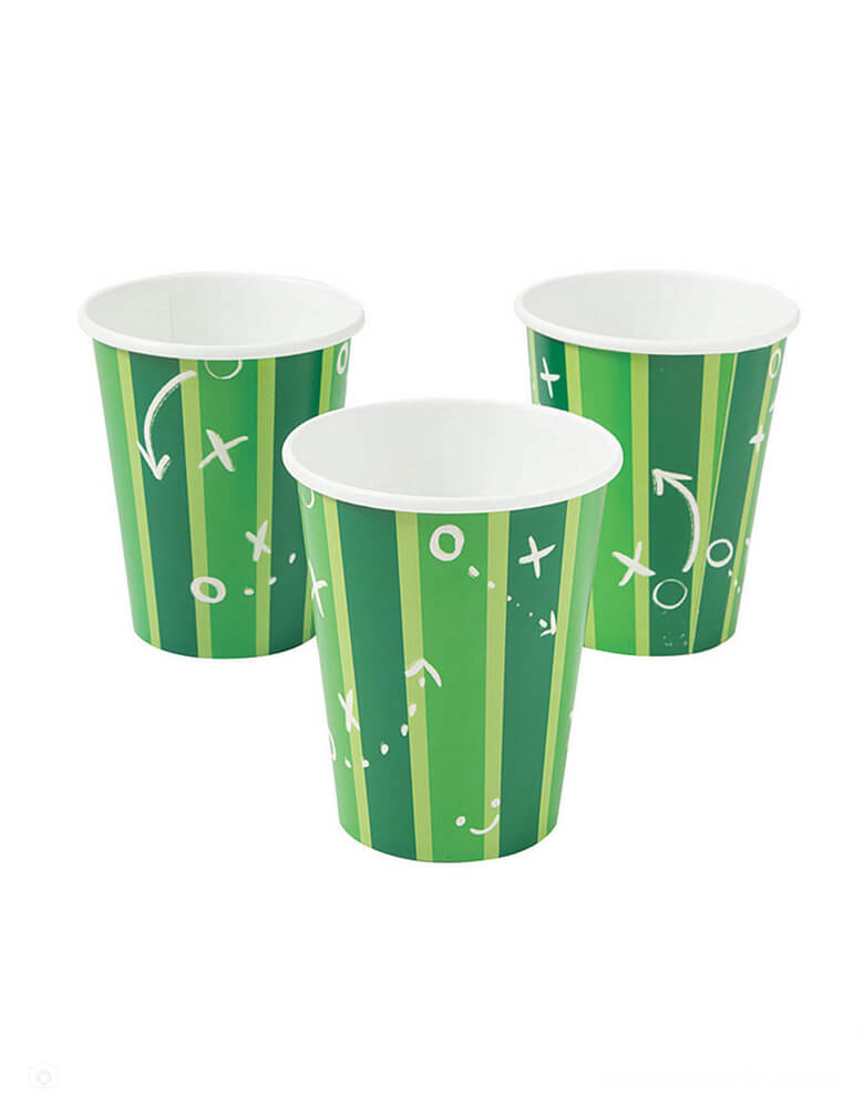 Momo Party's 9 oz game one football paper party cups by Fun Express, featuring a football-inspired design, these disposable cups are a must-have for party supplies. Whether tailgating, watching the big game or hosting a birthday bash, these cups will surely be a hit!