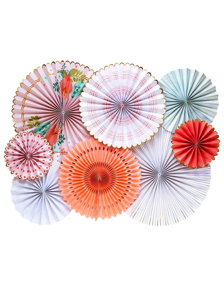 My mind's eye - Garden Party Paper Fans. Set of 8 fans with Double-sided print
