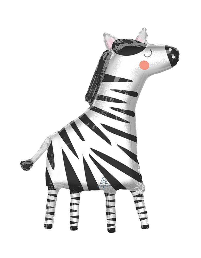 Anagram Balloons - 42883 Get Wild Zebra SuperShape™ P35. Add this 36 inches adorable zebra foil balloon to your safari or animal themed celebration! 