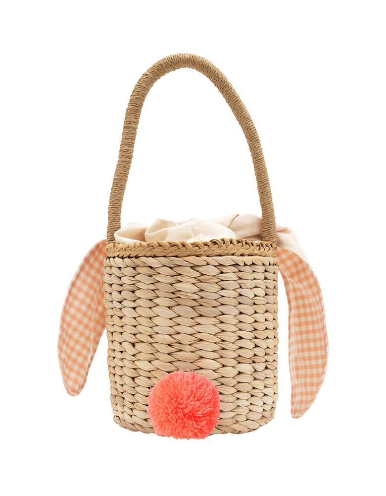 Gingham Bunny Straw Easter Basket