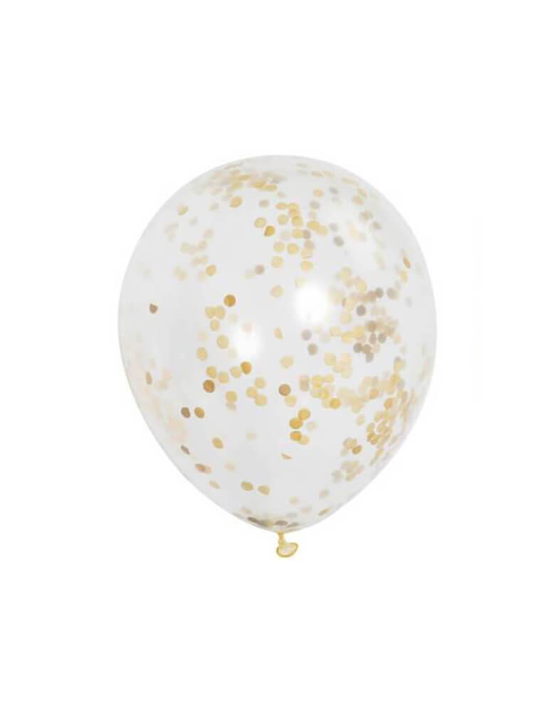Unique Industries Balloons -  Pack of 6, 12 inches Clear Latex balloon with Gold Confetti for a graduation party of New Year Eve celebration