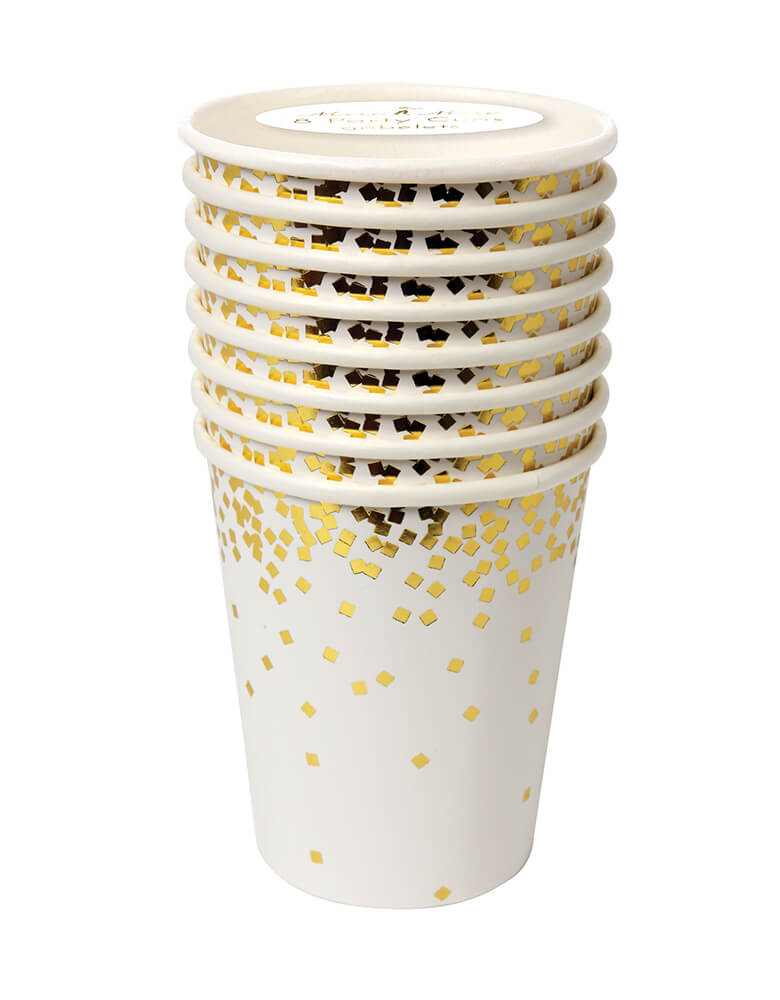Gold Square Confetti Party Cups (Set of 8)