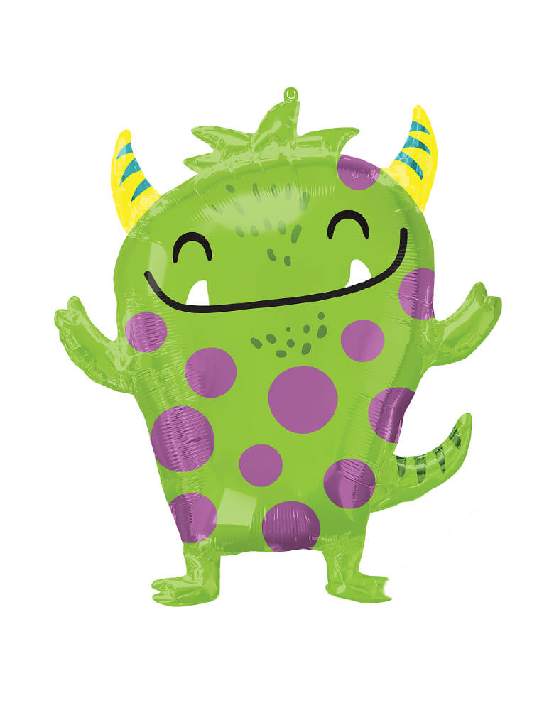 Anagram Balloons  - Green Happy Monster Foil Balloon. 41572 Happy Monster SuperShape™ XL® P35. Invite this cheerful happy monster to your little one's celebration, halloween party