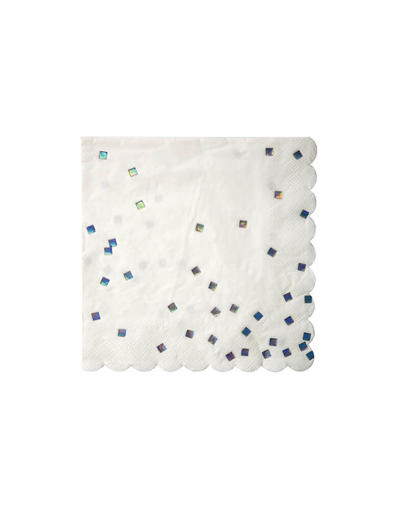 Meri Meri 6.5 inches HOLOGRAPHIC-FOILED-SQUARES-LARGE-NAPKINS_Set of 16