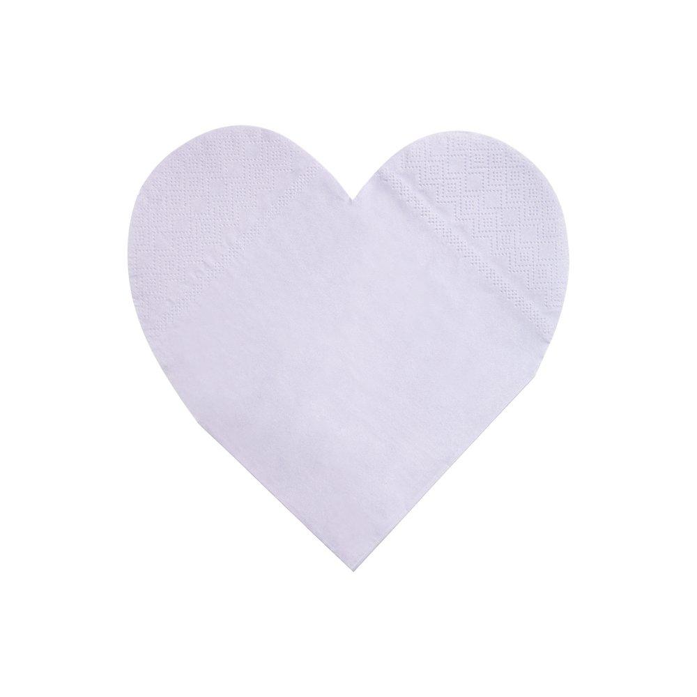 Momo Party's 6.5" heart shaped large napkins by Meri Meri, a set of 20 napkins in 8 rainbow colors of red, blue, pink, rose, blush, lilac, mint and yellow. Get the color of the rainbow at your table with these gorgeous bright and beautiful large heart napkins. Perfect for Valentine's Day or any romantic celebration.