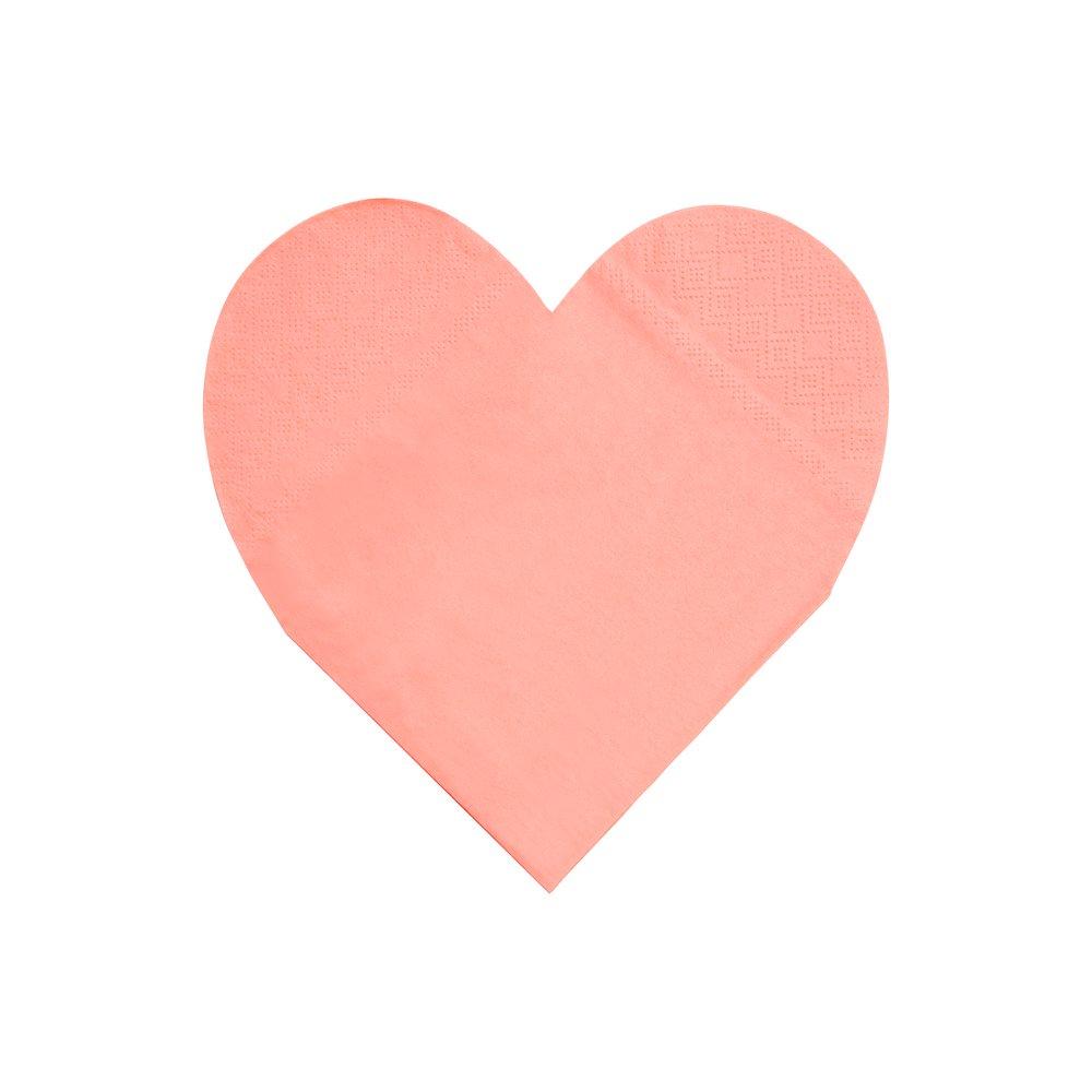 Momo Party's 6.5" heart shaped large napkins by Meri Meri, a set of 20 napkins in 8 rainbow colors of red, blue, pink, rose, blush, lilac, mint and yellow. Get the color of the rainbow at your table with these gorgeous bright and beautiful large heart napkins. Perfect for Valentine's Day or any romantic celebration.