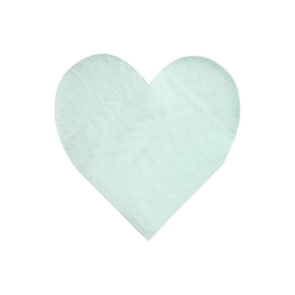 Momo Party's 6.5" heart shaped large napkins by Meri Meri, a set of 20 napkins in 8 rainbow colors of red, blue, pink, rose, blush, lilac, mint and yellow. Get the color of the rainbow at your table with these gorgeous bright and beautiful large heart napkins. Perfect for Valentine's Day or any romantic celebration.