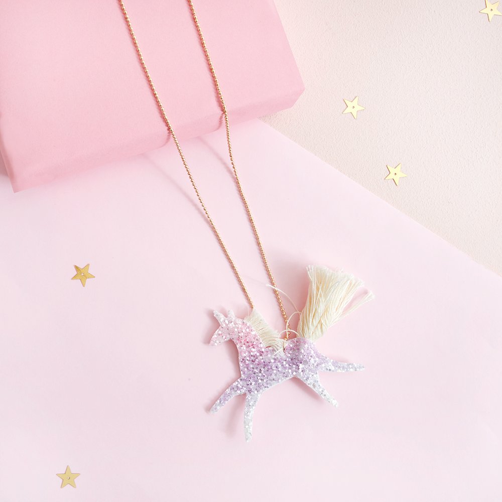 Unicorn Ombre Glitter Necklace