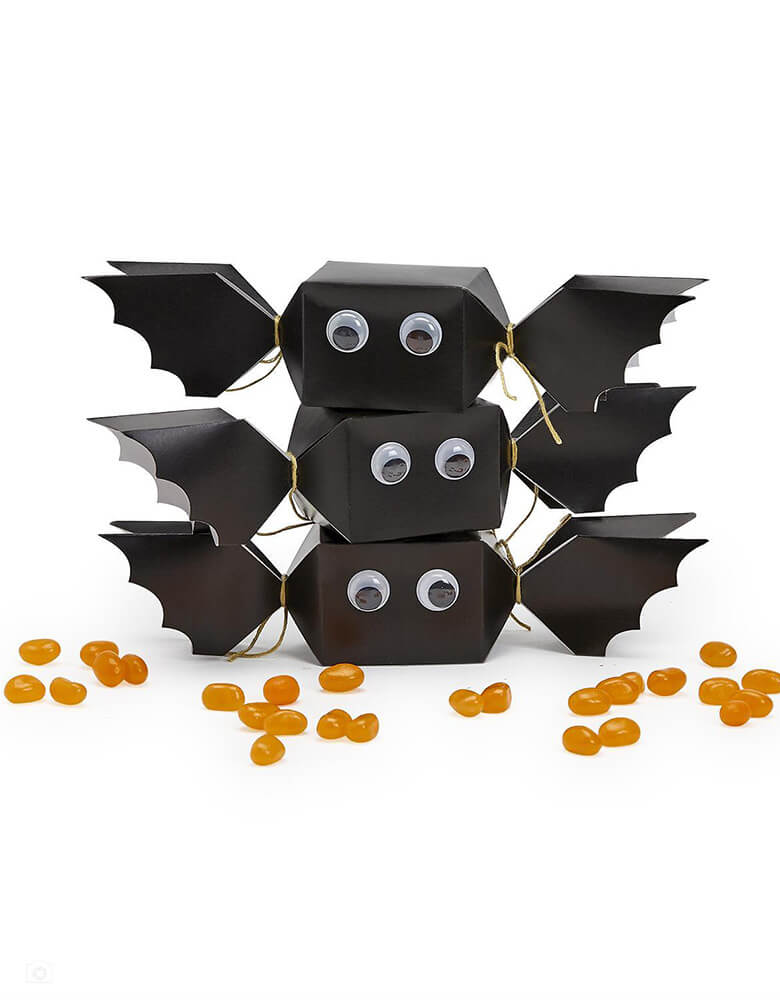 Halloween Bat Crackers with Orange Jelly Beans (Set of 6)