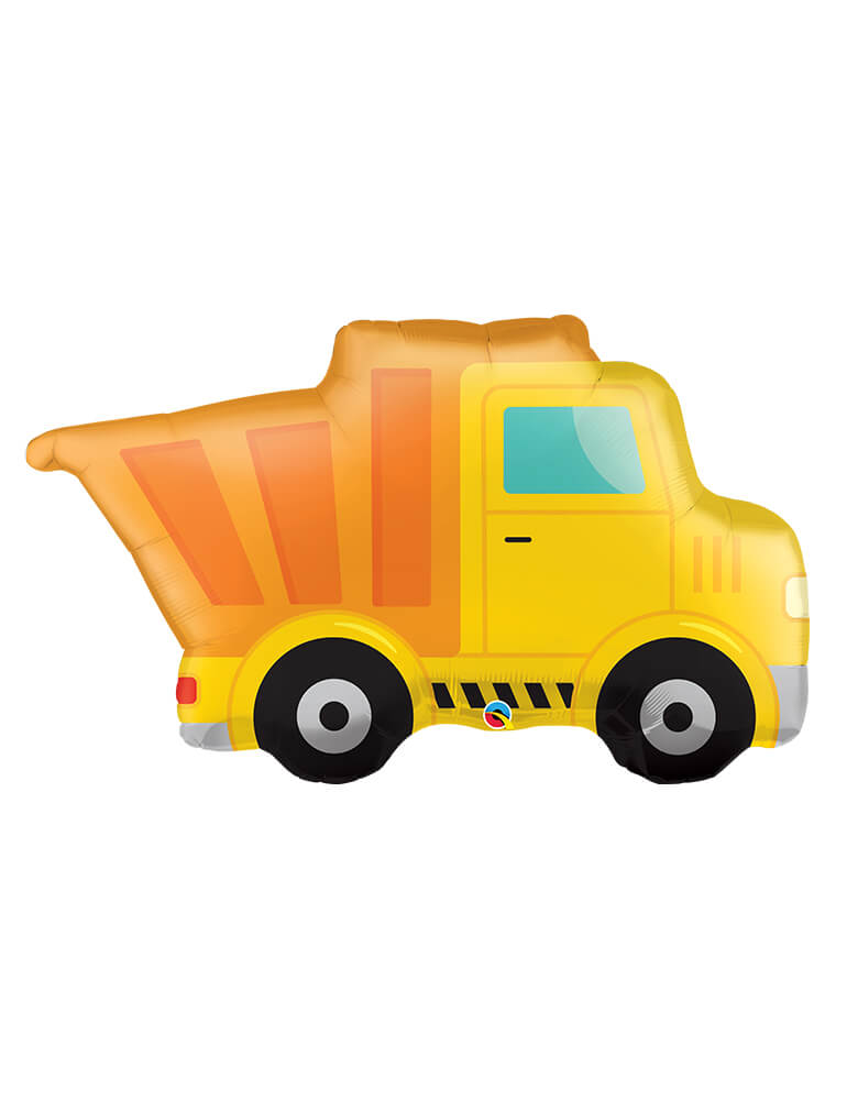 Momo Party's 41" yellow dump truck shaped foil balloon by Qualatex Balloons. With a cute design, it's perfect for kid's construction or truck themed birthday party.