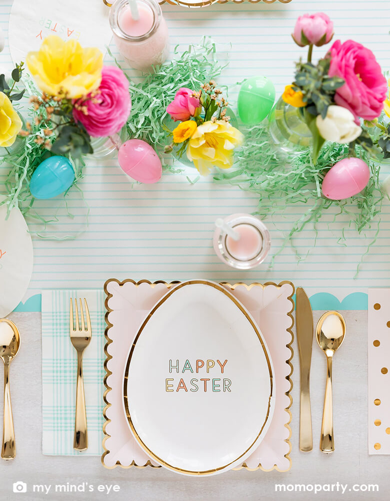Happy Easter Egg Shaped Paper Plates (Set of 8)