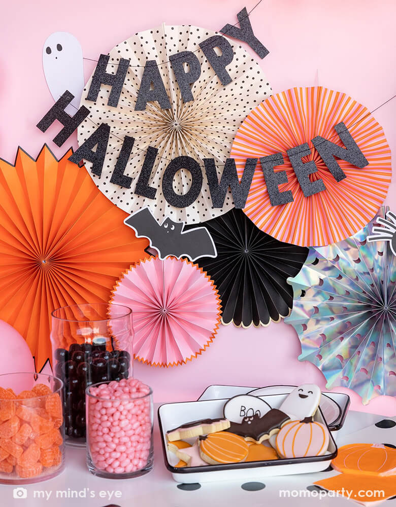 Happy Halloween Black Glitter Banner