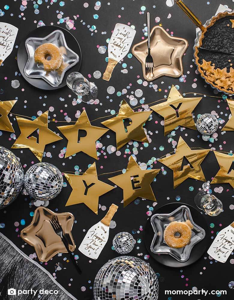 Happy New Year Champagne Shaped Napkins (Set of 20)