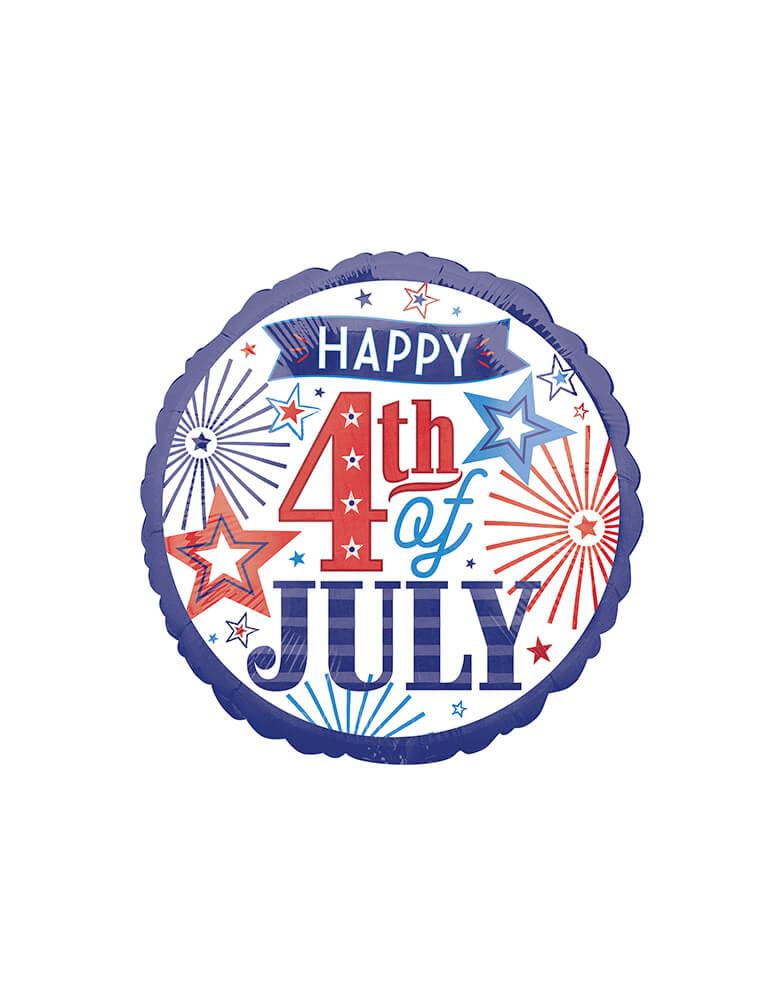 Anagram Balloons - 39589 Happy Fourth Stander HX foil balloon. Happy 4th Of July Foil Balloon for for any patriotic event, 4th of july party 