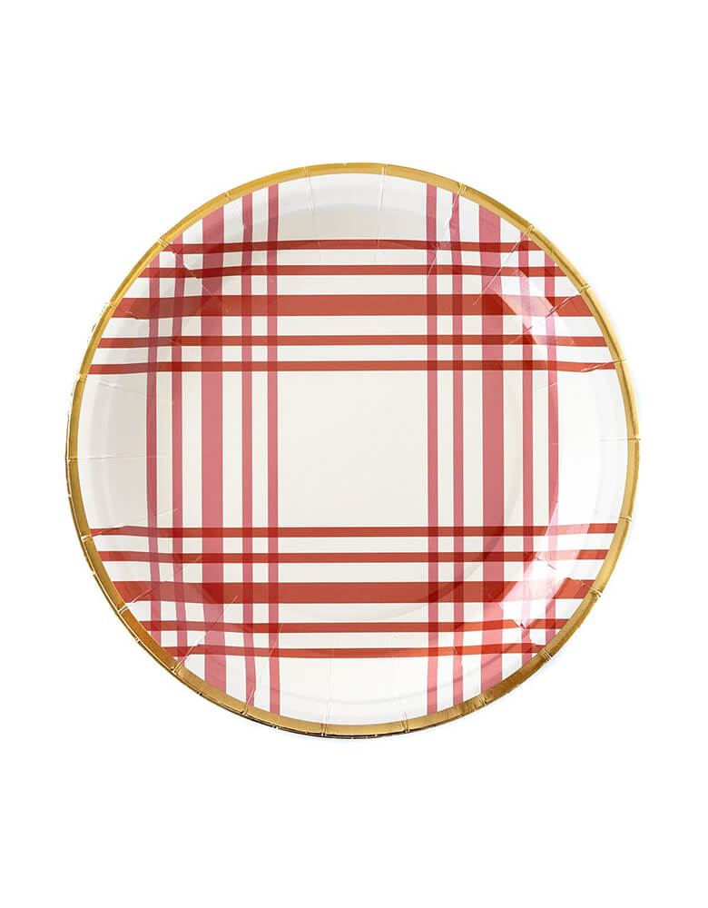 My Minds Eye - Harvest Thanksgiving Plaid Round Plates. these plaid paper plates with a touch of gold, will bring a touch of class to your table