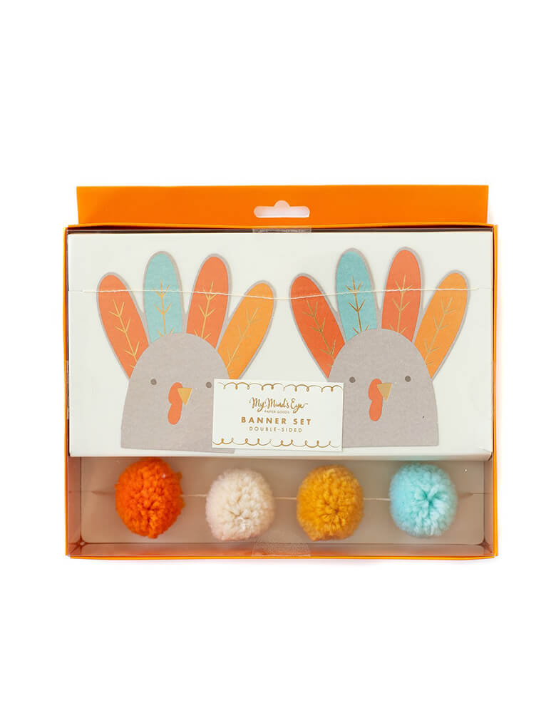 Harvest Thanksgiving Turkey and Pom Pom Banner Set